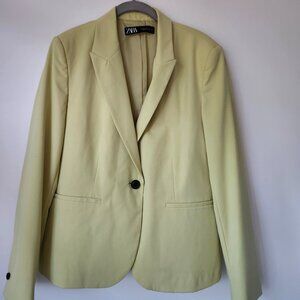 Zara Women's  single-button tailored jacket/blazer Size 12 Yellow	8372/435/